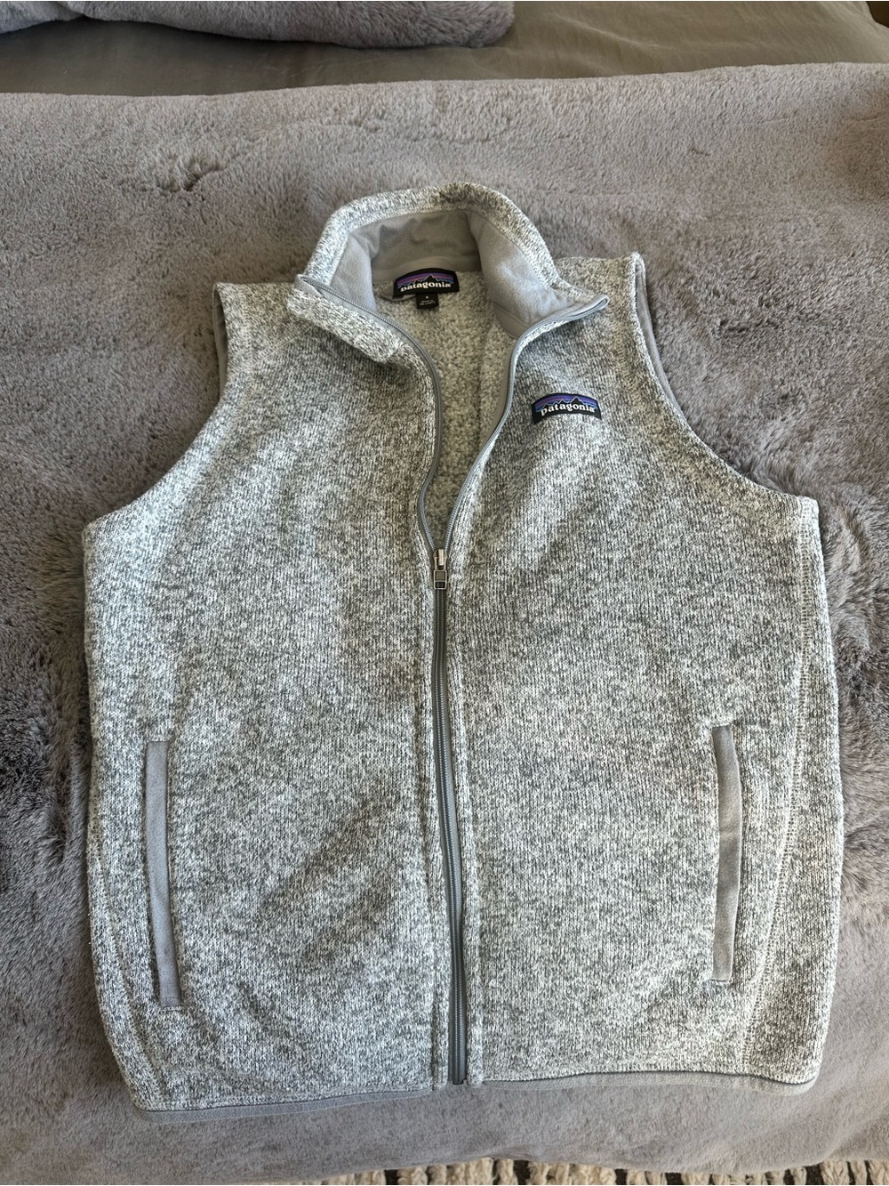 Patagonia Heather Gray Full-Zip Fleece Vest